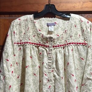 Laura Scott nightgown with Red birds Accent x-large